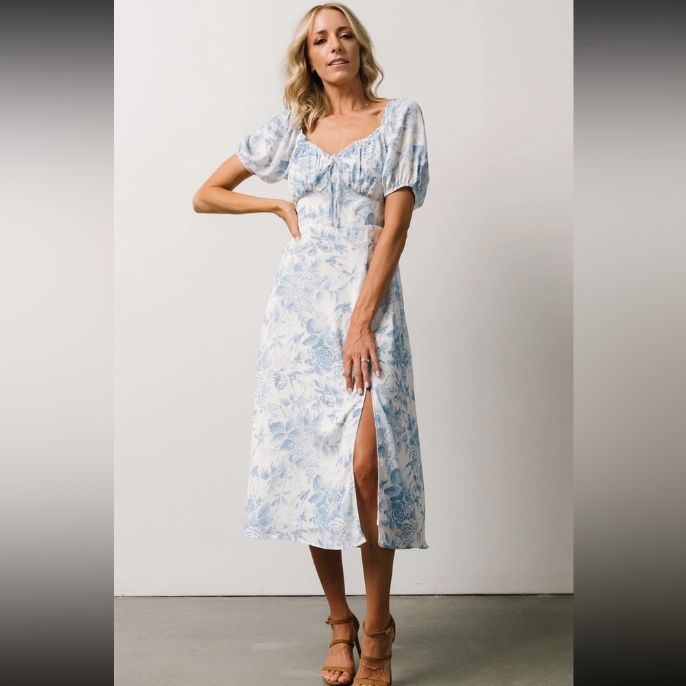 Sweetheart Floral Midi Dress with Slit